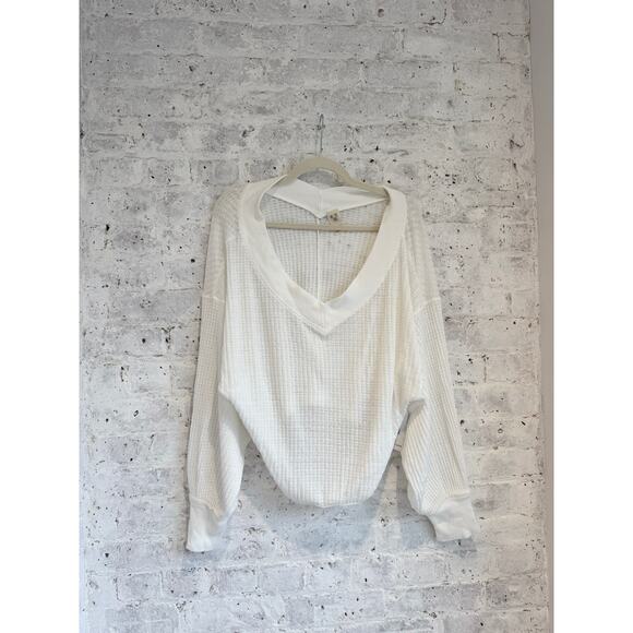 We The Free Waffle Knit Long Sleeve Cream NWT - Picture 1 of 3